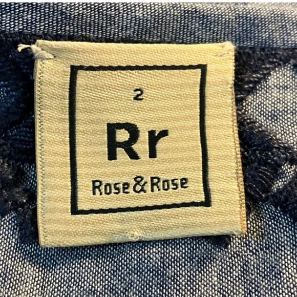 Rose & Rose Anthropologie Chambray Crochet Design Cotton Boho Casual Dress SZ L - Picture 7 of 11